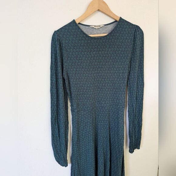 Boden Camille Jersey Midi Dress Green Emerald Night Lily Sprig Long Sleeve 4 - Picture 6 of 10